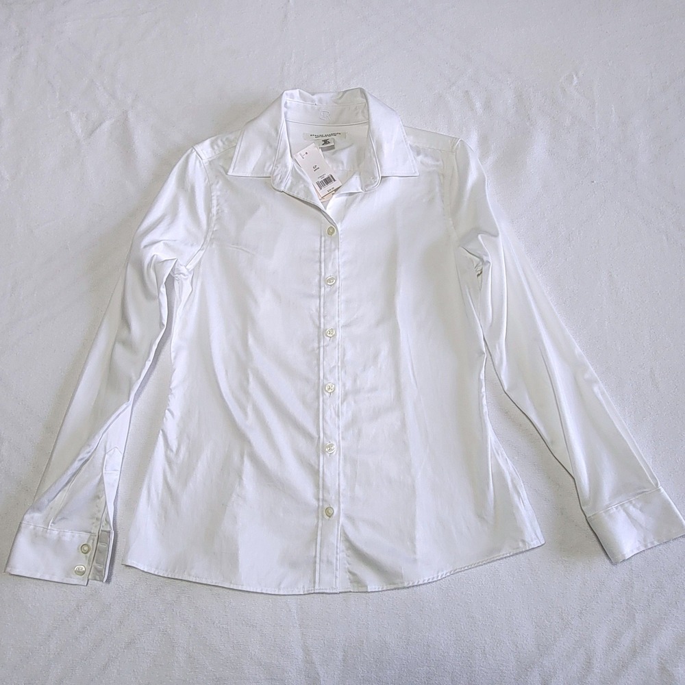 NWT Banana Republic Button Down Shirt White Women's 6P Preppy Tailored Office - Picture 4 of 12